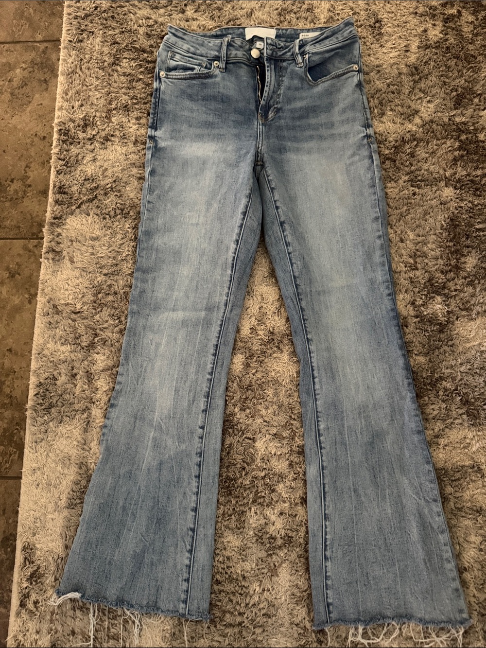 Dear John Rosa Flare Light Blue Jeans with Frayed Hem